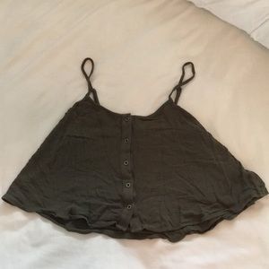 Army Green Cropped Flowy Tank Top